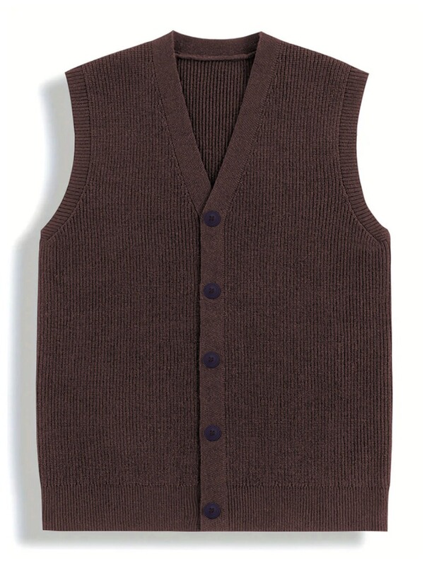 Men's Knitted Vest Cardigan Sleeveless Sweater Autumn and Winter Casual Textured Warm Base Layer V-Neck Vest Men's Knitted Vest Cardigan Sleeveless Sweater Autumn and Winter Casual Textured Warm Base Layer V-Neck Vest
