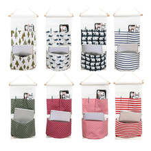 3兜布艺收纳挂袋家居门后墙壁装饰棉麻多功能防水储物袋0976