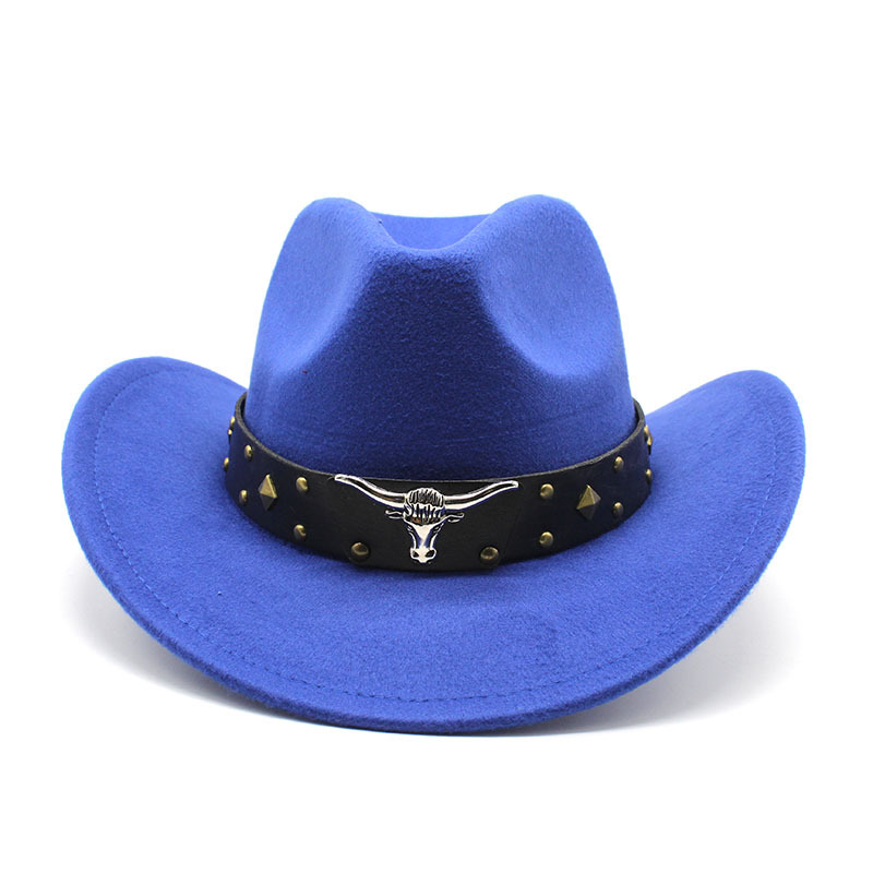 2023 jazz western woolen top felt imitation sheep denim hat_voghion.com