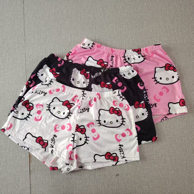 Foreign Trade European and American Thin Cartoon Pajamas for Women, New Flannel Short-Sleeve Shorts Home Wear Kt Cat Casual Loungewear Set