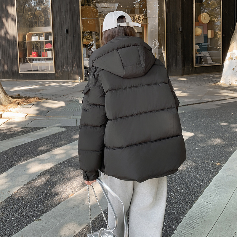 2024 ropa de pan de color con capuzas de algodón coreano mujer suelta invierno engrosado de moda temperamento de abrigo caliente universal