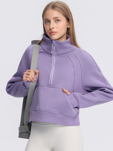 AYM043876 Fleece-Lined Half-Zip Mock Neck Sweatshirt Warm Cotton Blend Aoyema wholesale