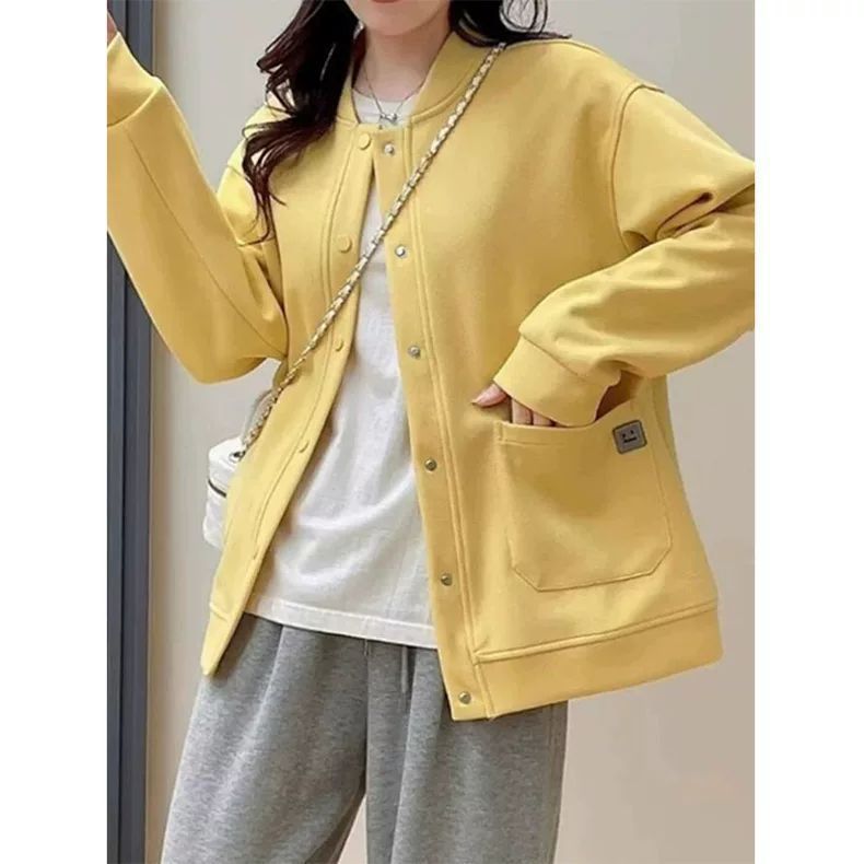 大码300斤韩版长袖开衫外套女春秋宽松显瘦百搭学生休闲棒球服ins|undefined