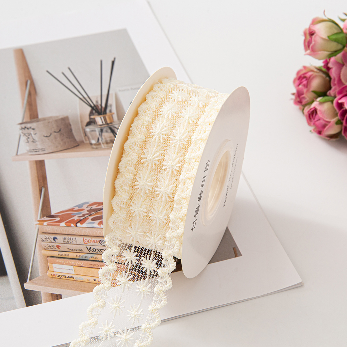 透明レースウェビングメッシュ刺繍ミルクシルク DIY リボンヘアアクセサリー花包装衣類アクセサリー