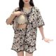 Summer Pajamas with Chest Pad Women's Short Sleeve Cardigan 2024 New Cute Student Loose Women's Home Clothes suit