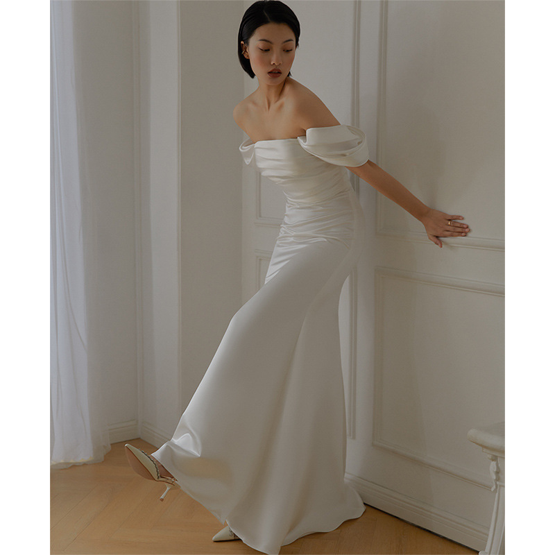Toast Dress Female Bride Wedding Elegant Mage Elegant Evening Dress Light Luxury Niche Performance Tube Top Dress