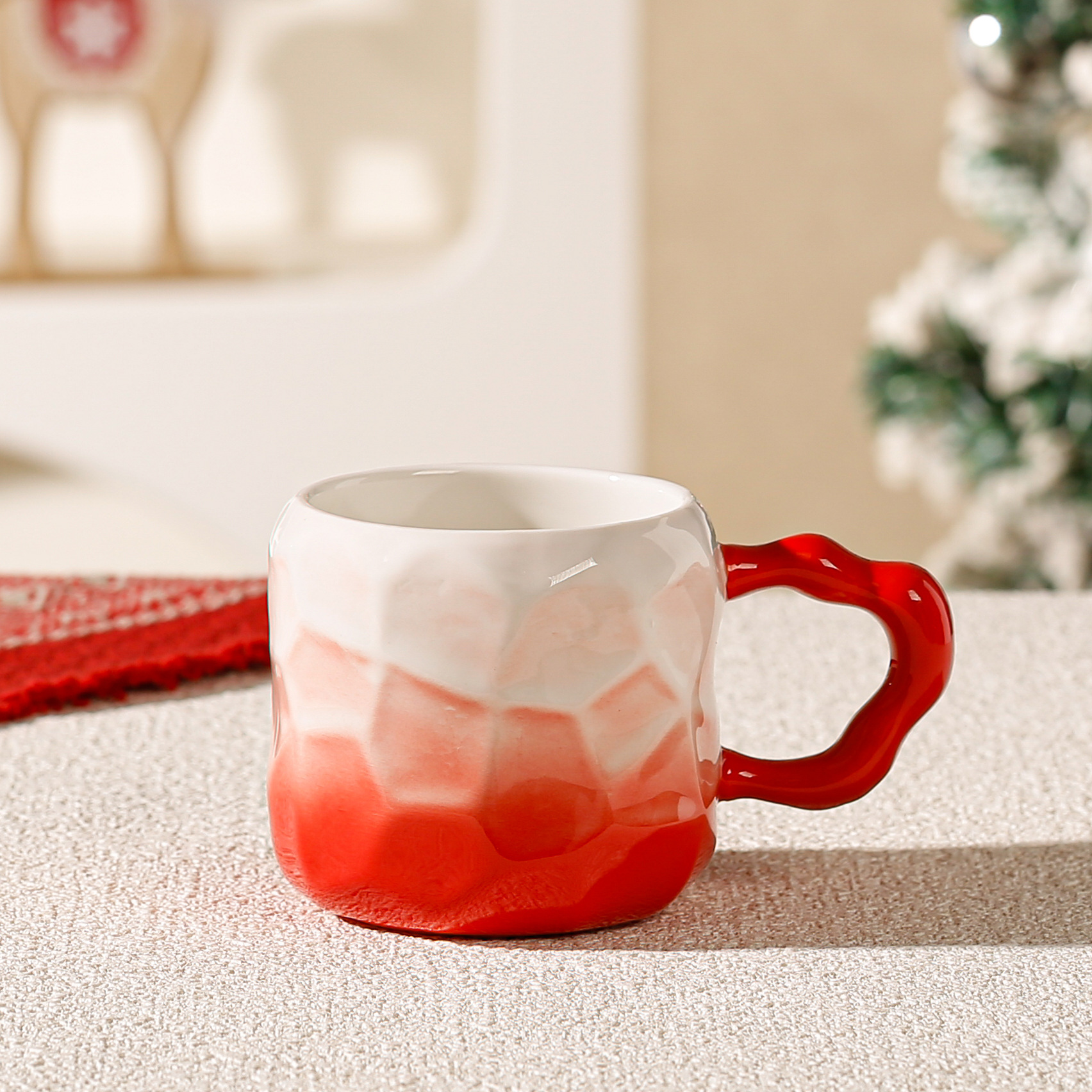 Taza de cerámica navideña transfronteriza Taza de café con tema navideño Taza de elemento navideño verde rojo Comercio electrónico transfronterizo al por mayor