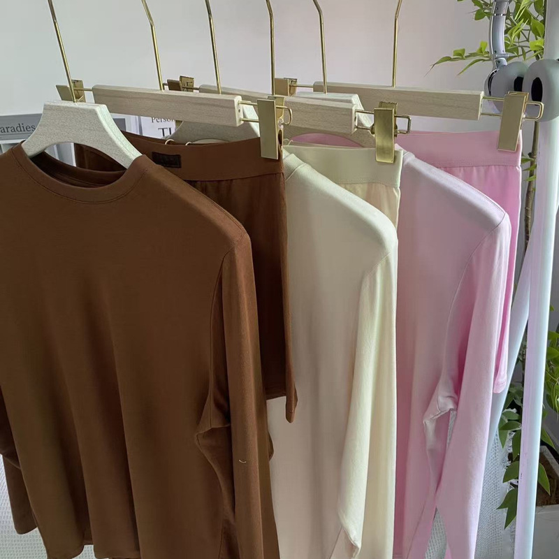 Skims-Style Boyfriend Modal Cotton Elastic Waistband Loose Straight-Leg Casual Pants, Brushed for Comfort and Softness