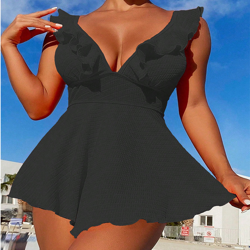 GraceChic GraceChic Swimwear 2024 Nuovo costume da bagno conservatore europeo e americano con scollo a V e volant che copre la pancia per le donne di fascia alta_voghion.com