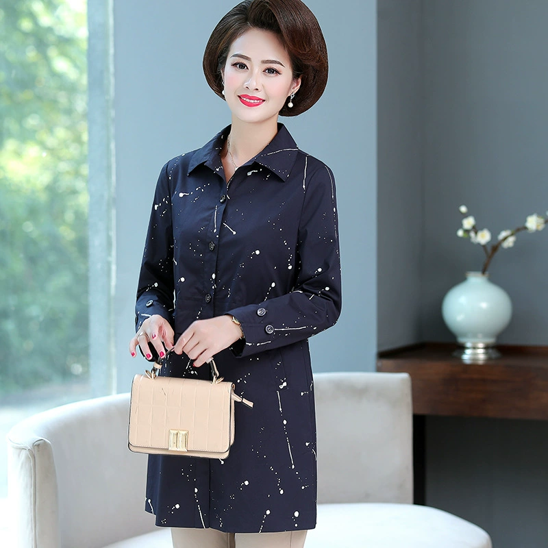 Весенний Тренч для бабушек, пальто средней длины, для мам среднего и пожилого возраста, свободная верхняя куртка для 60-летней женской одежды