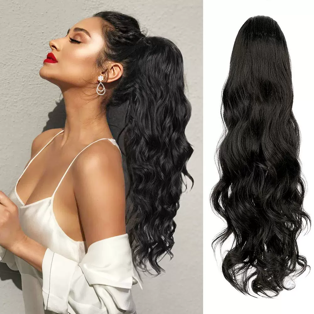 速卖通假发女长卷发抓夹式马尾欧美时尚大波浪高马尾辫子厂家批发