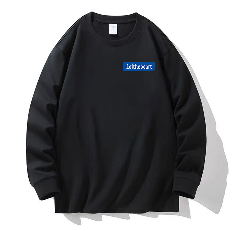 100% algodón pesado de alta calidad 230g de otoño camiseta de manga larga de cuello redondo negro camiseta de base suelta camiseta de mujer