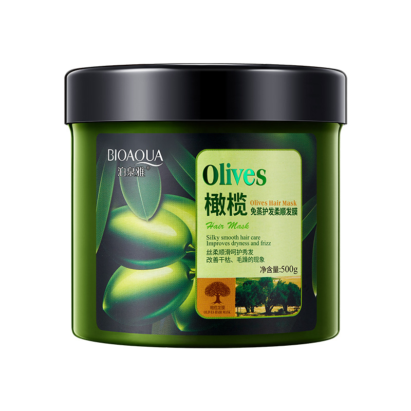Boquanya oliva no al vapor cuidado del cabello suave máscara para el cabello película inversa Tratamiento para el cabello Crema mejorar el frizz hidratante acondicionador para el cabello image 7