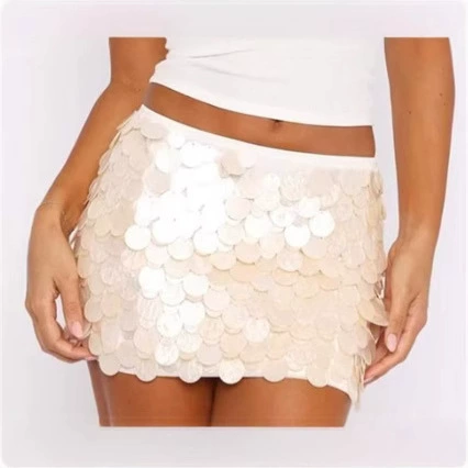 Европейская и американская независимая станция 2025 лето новый премиум чувство блестки юбка бедра сладкая пряная вечеринка юбка