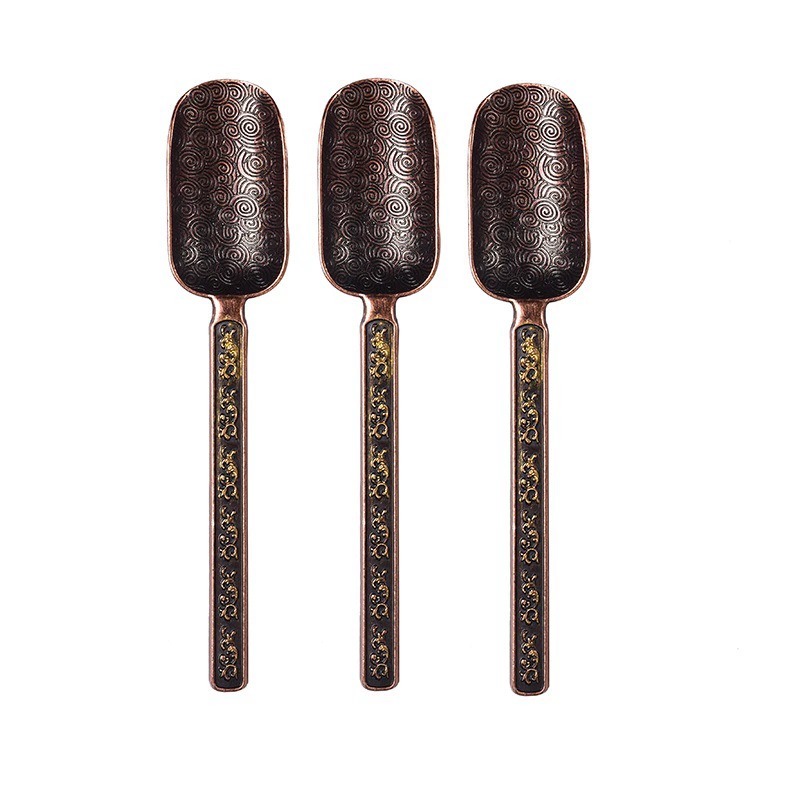 Деревянная чайная ложка, длинная рукоять, одна чистая медная чайная лопатка, чай, бамбуковая японская чайная церемония, чайная ложка ложка