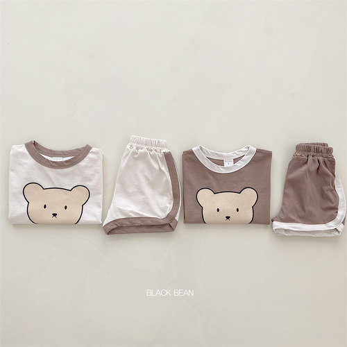 Summer baby Korean version 0-4 year old baby set going out ins male and female baby home clothes pure cotton breathable two-piece set