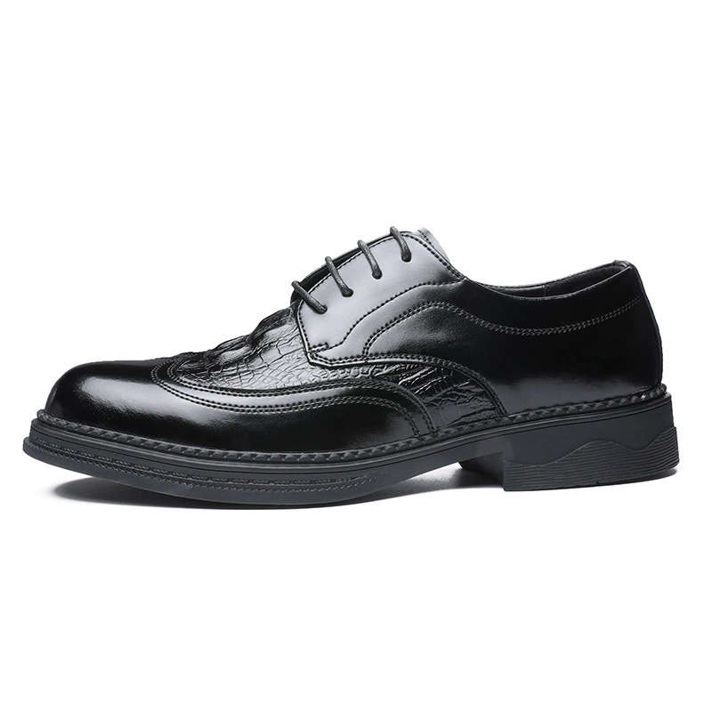 2024 Spring New Crocodile Pattern Leather Shoes Men's British Genuine Leather Business Casual Leather Shoes Formal Men's Men's Shoes