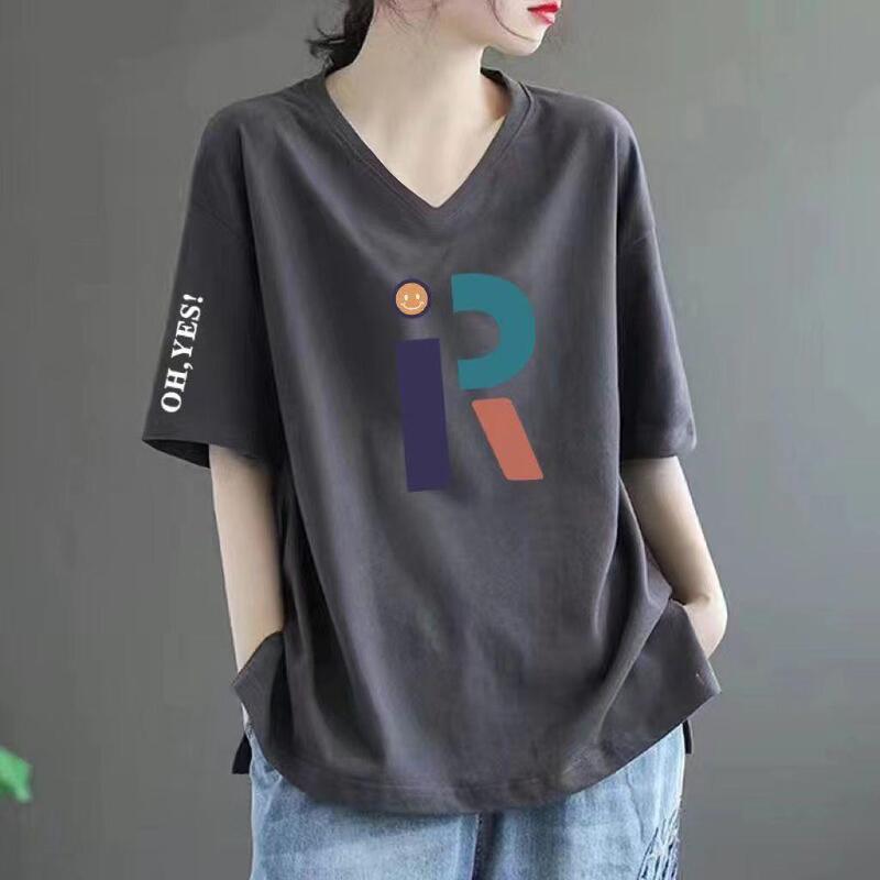Clearance T-Shirt for Women, Short-Sleeve V-Neck, New Summer Style, Loose Fit, Plus Size, Slimming, for Plus-Size Moms, Middle-Aged Tops Clearance T-Shirt for Women, Short-Sleeve V-Neck, New Summer Style, Loose Fit, Plus Size, Slimming, for Plus-Size Moms, Middle-Aged Tops