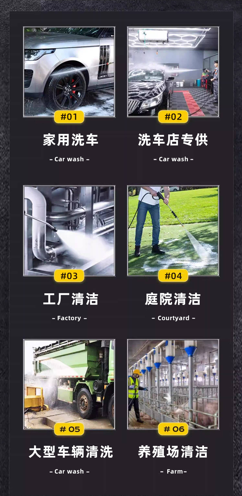 Mobile industrial high-pressure car washer, multifunctional cleaning equipment for car washes, construction sites, courtyards, and farms