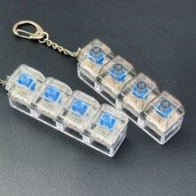 跨境爆款PC透明四键按键钥匙扣自闭解压玩具试轴器机械键盘小挂件