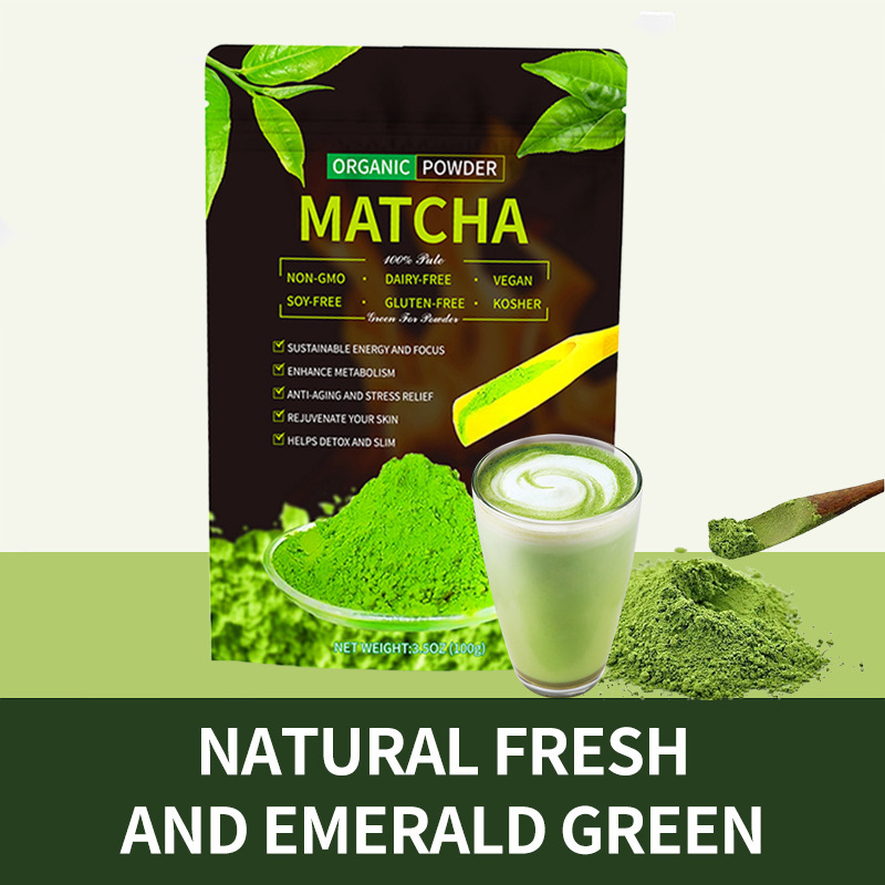 Organic Matcha Green Tea Powder Ma Dai Cha 100g Bag Culinary Grade for Tea Lattes and Baking quality and texture