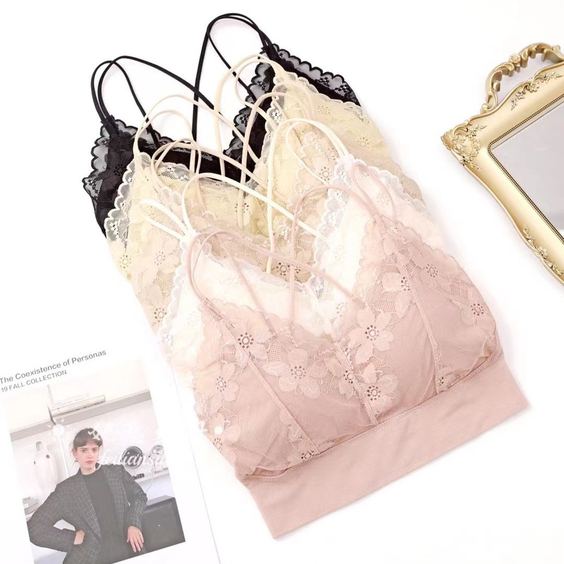 Spring Explosive Seamless Beautiful Back Latex Pad High Quality Lace No Steel Ring No Buckle Comfortable Sleep Intimates Wholesale