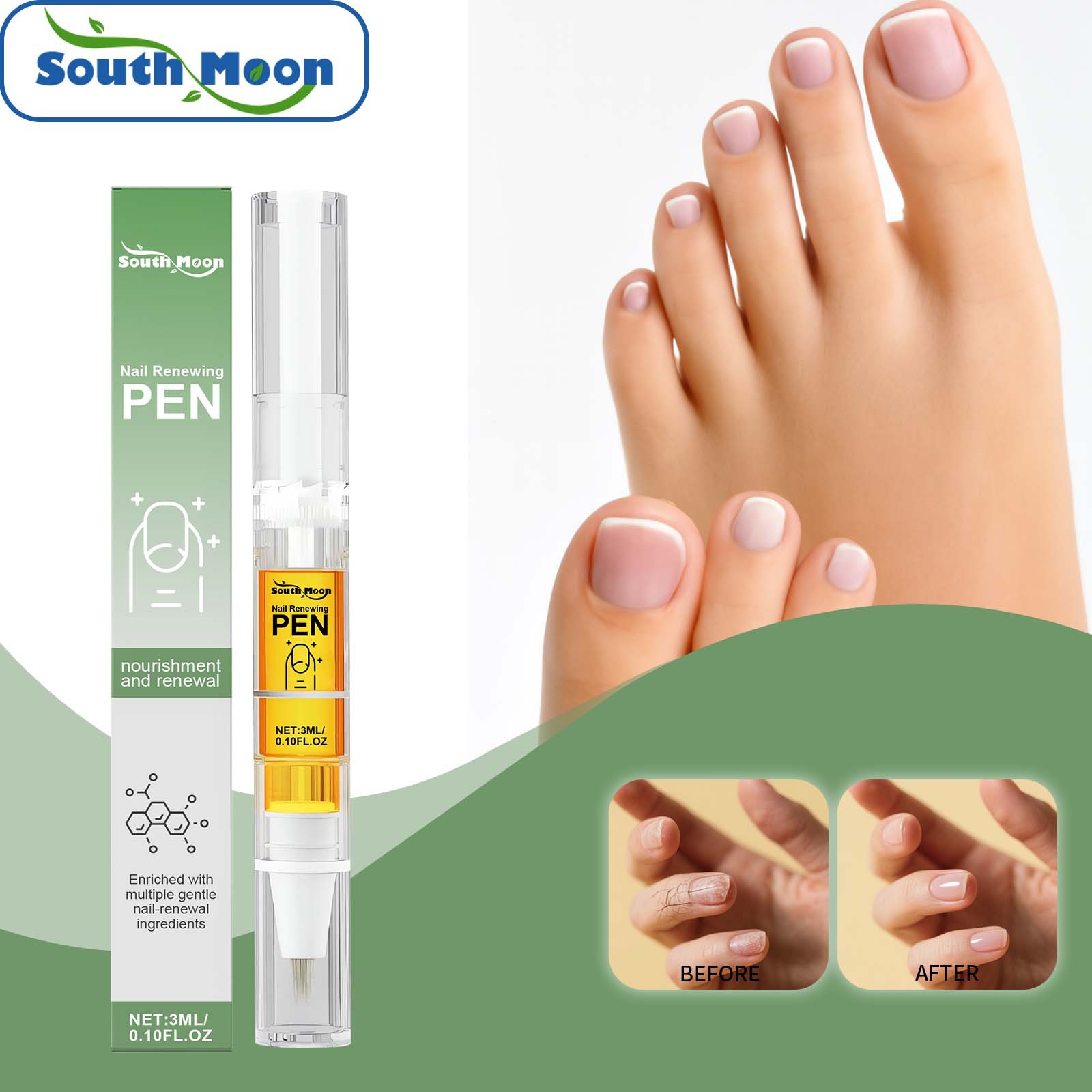 South Moon Nail Care Pen Gentle Moisturizing, Cleaning, and Caring for the Nail Surface, Convenient Daily Care Pen