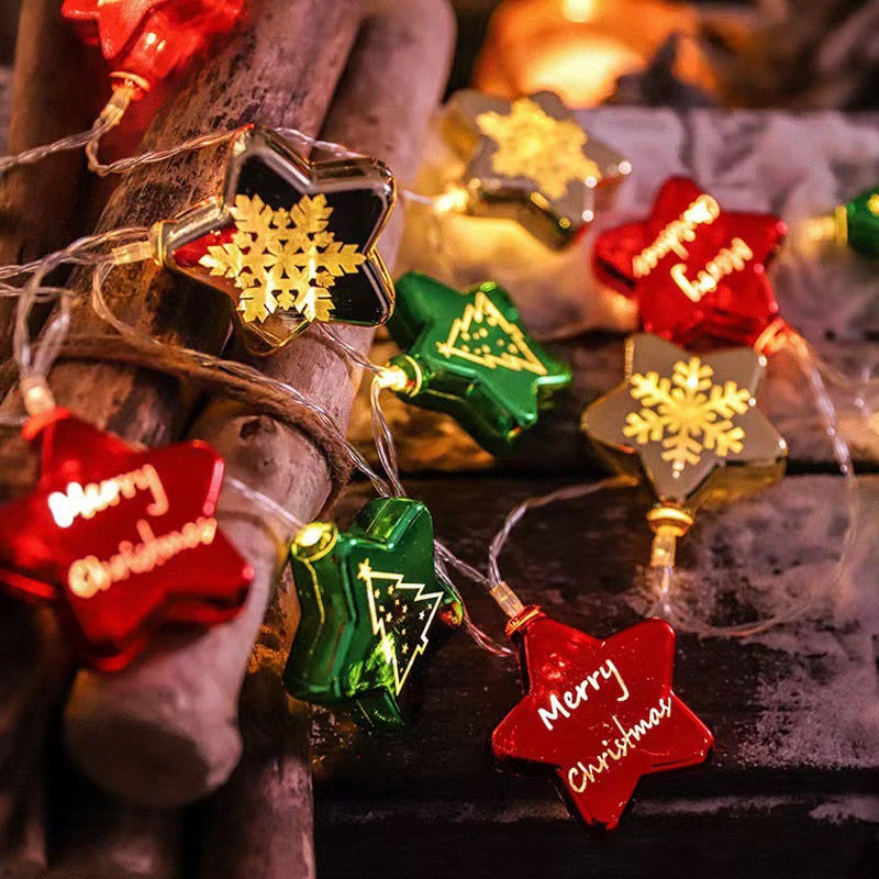 LED cadena de luz de Navidad Papá Noel Snowman Snowflake Alce Lámpara de atmósfera de Navidad Decoración de árbol de Navidad Colgante de lámparas de colores