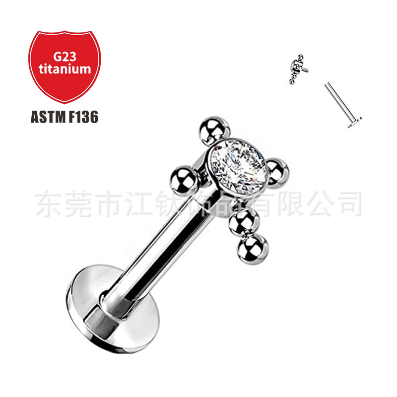 Pointed titanium steel lip stud product view