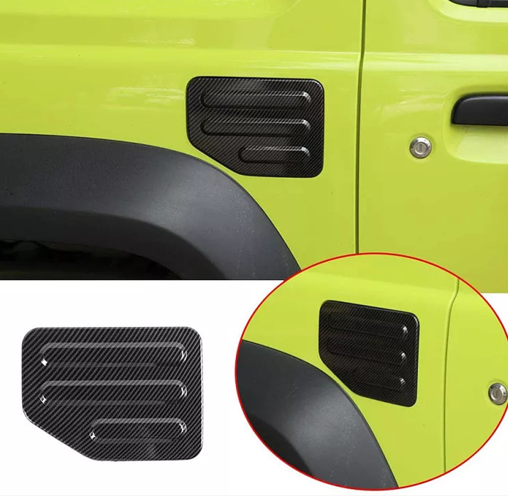 Suitable for Jb64 Jb74 Jimny Decorative Parts Three Horizontal Carbon Fiber Color Black Paste Abs Fuel Tank Cover