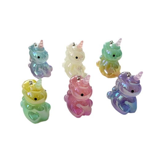 New creative cartoon luminous plated UV gradient unicorn pendant student bag DIY pendant wholesale keychain