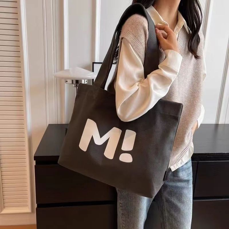 定制帆布手提大容量超市购物袋简约百搭2025新款单肩手提托特包|undefined
