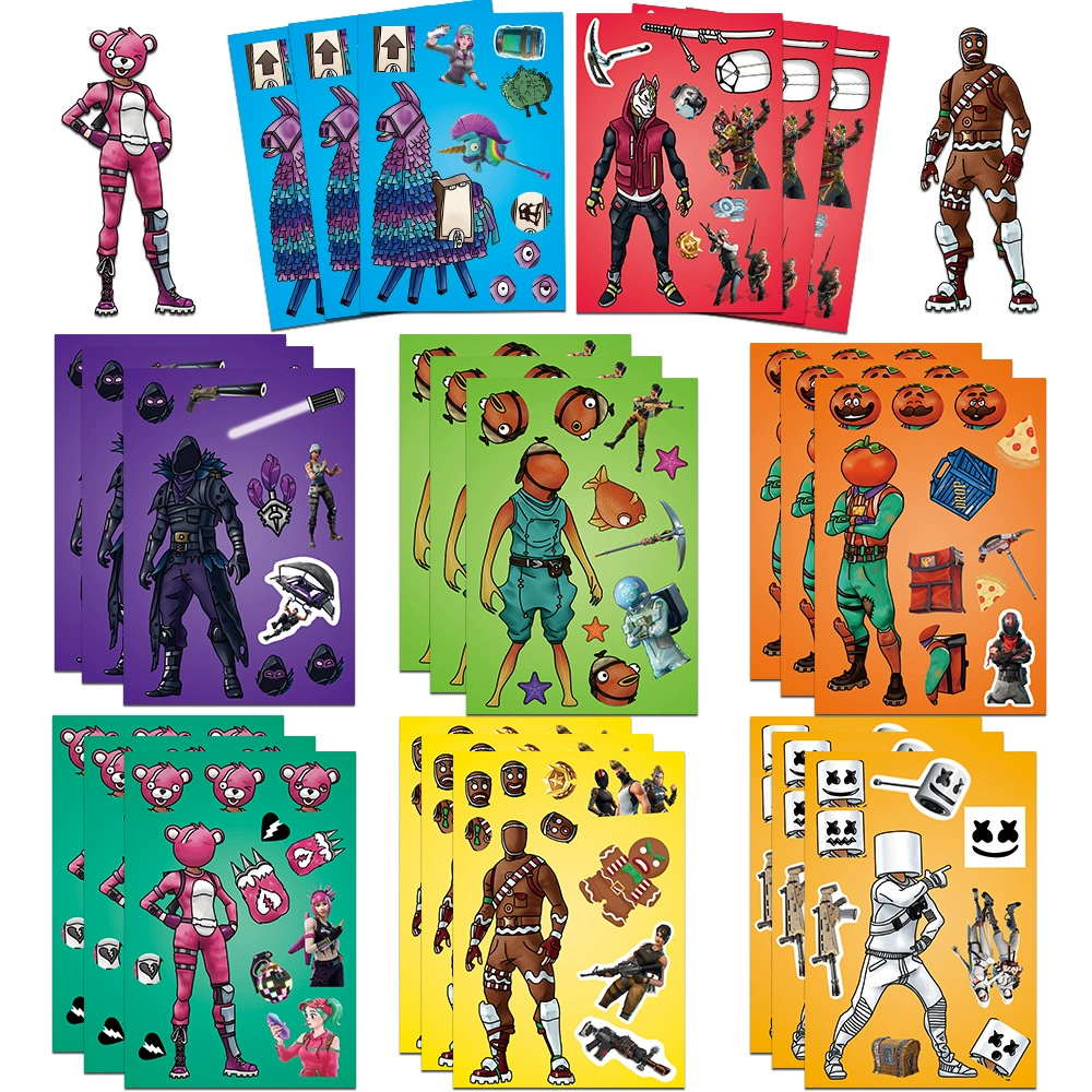 Игрушка головоломки наклейка мультяшная игра крепость ночь Make a face изменение лица наклейки DIY водонепроницаемые наклейки