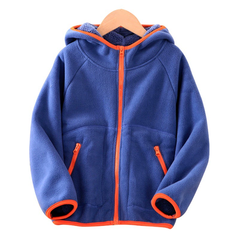 Детское пальто, осенне-зимний утолщенный флисовый топ с капюшоном для мальчиков и девочек на флисовой подкладке, теплая одежда, школьная форма, детская одежда на открытом воздухе
