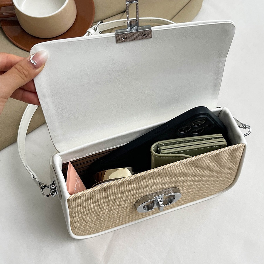 Bolsos de mano de alta sensación de estilo extranjero para mujeres 2024 nueva moda de color de contraste universal bolso de hombro pequeño