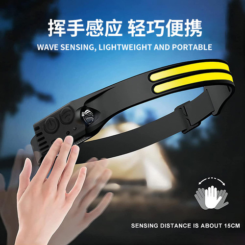 Wholesale Charging Headlamp Long Lasting Headlight Built-in Battery Wave Sensing Fishing 
