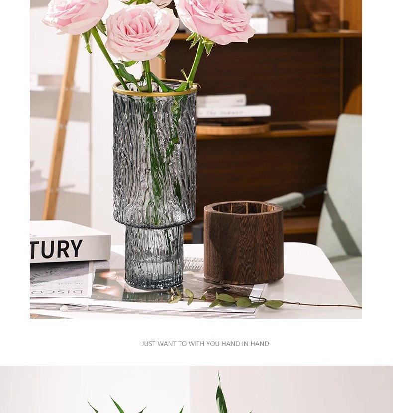 Simple Style Stripe Glass Vase Artificial Decorations display picture 1