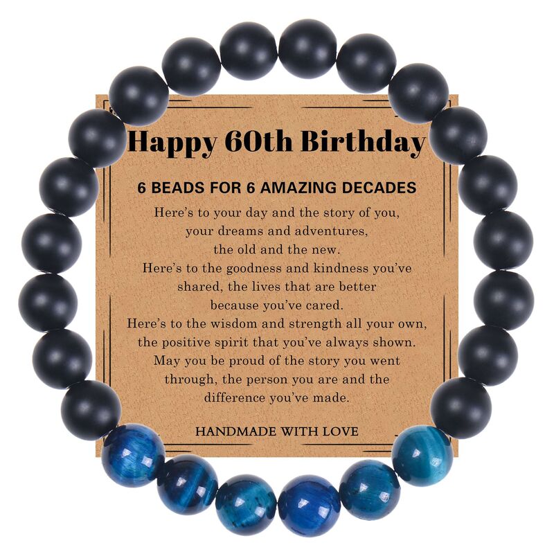 Cross-border greeting card bracelet 21/30/40/50/60 years old card bracelet tiger eye frosted beaded bracelet male gift Cross-border greeting card bracelet 21/30/40/50/60 years old card bracelet tiger eye frosted beaded bracelet male gift