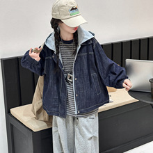 女童牛仔外套秋季2025新款儿童秋装洋气时髦女大童连帽上衣春秋款