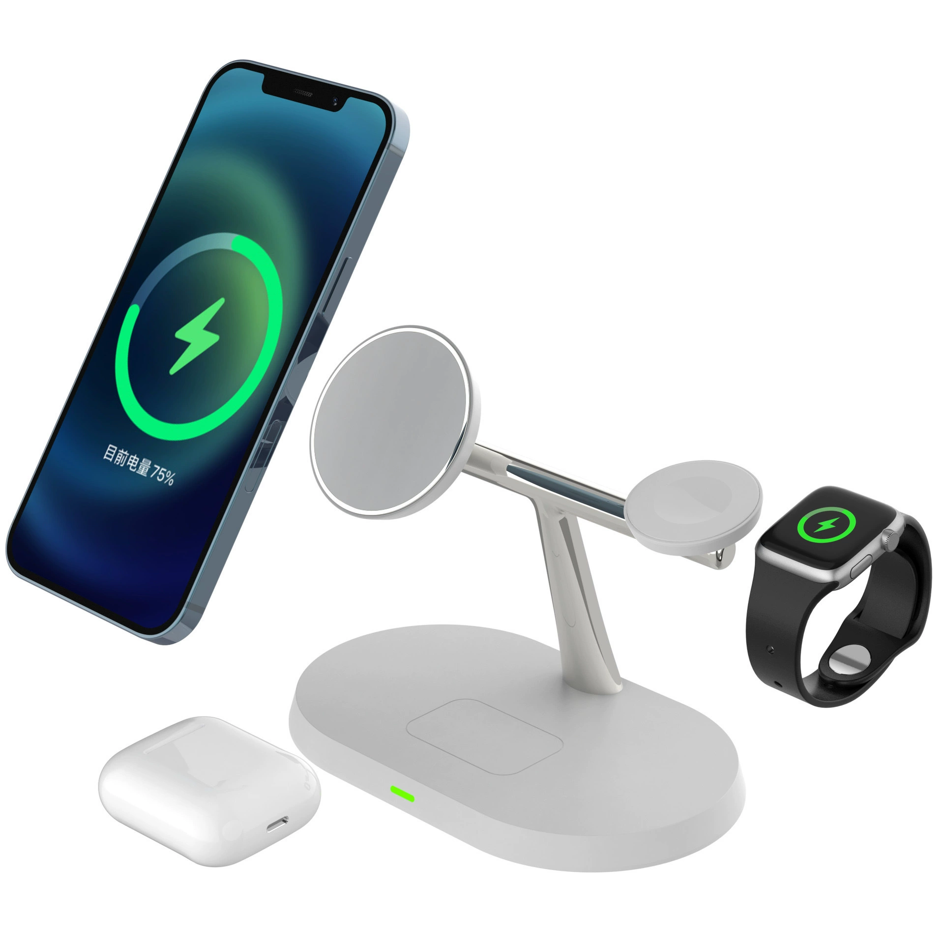 Apple, беспроводное совместимое зарядное устройство, держатель для телефона, наушники, умные часы с быстрой зарядкой, три в одном