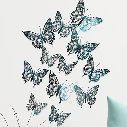 Colorful Butterfly Series Decorative Wall Stickers Hollow Butterfly DIY Pearlescent Paper Simulation Butterfly LK08 Ten Colors