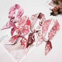 韩版新款26个字母丝巾长条绑发带碎花飘带绑包包伴手礼丝巾小领巾
