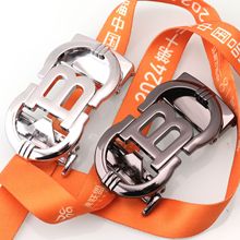 泓昇 网络皮带扣 男士镂空B字母合金自动扣头网络经典裤腰带4.0卡