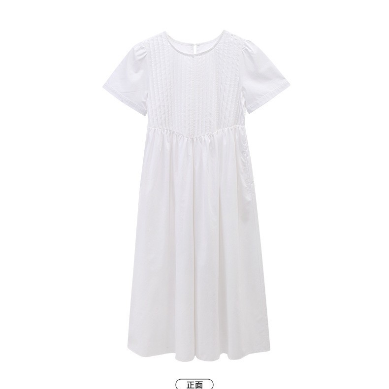 Vestido de niña, vestido de princesa, temperamento, estilo de vacaciones, falda larga, falda por encima de la rodilla de longitud media para mujer, blanco y negro