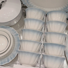 釉薬下彩クリーム風碗皿セット創意花びら陶磁器碗高顔値女子家庭用食事碗具