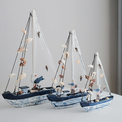 Mediterranean home accessories blue and white shell sailboat old style handicrafts gifts smooth sailing