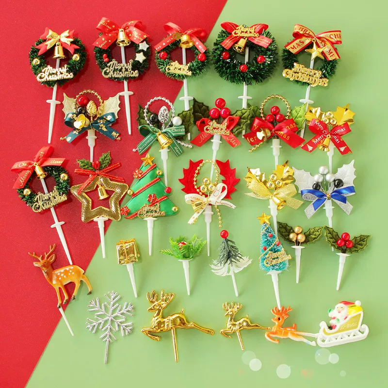 Christmas plug -in baking packaging and decoration 3D scenario cake insert tree root cake cupcake stereo