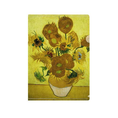 L-shaped folder imprinted flower set series famous paintings famous flowers A4 single-chip folder student office information storage