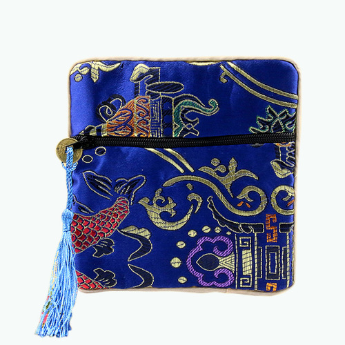 Retro zipper bag jewelry bag handmade jewelry embroidery double-layer brocade ring necklace necklace earrings literary toy storage bag