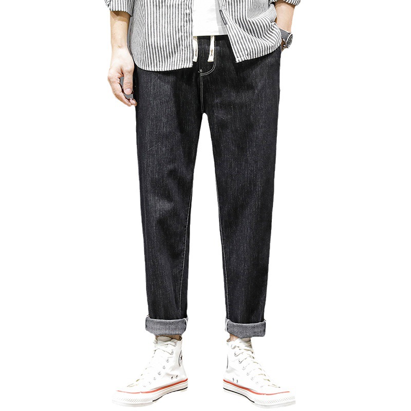 Heißverkaufte, übergroße, bestickte Herrenjeans mit elastischem Bund für Herren. 9-Punkt-Fat-Jeans in Übergröße für Vielseitigkeit für Herren_voghion.com